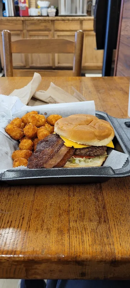 Bacon Cheese Burger with Tots